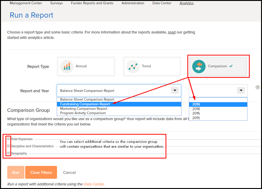 Comparison Report Screenshot